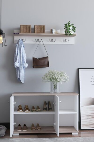 Remaks Royal Vestiyer Ayakkabılık Portmanto Ve Duvar Askısı - Cordoba / Beyaz