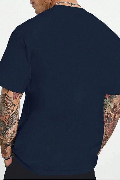 MODAGEN Μπλουζάκι Navy Blue Oversize - Crew Neck, Chest Triangle Printed