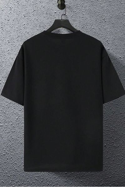 MODAGEN Μαύρο Triangle Printed Oversize Ανδρικό T-Shirt - Crew Neck