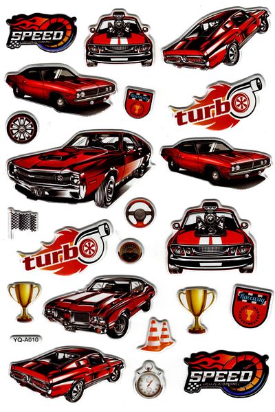 Limmy Αυτοκόλλητο Classic Car Turbo - Αυτοκόλλητο Planner Notebook με ανάγλυφο (YQA010) - 20x14cm