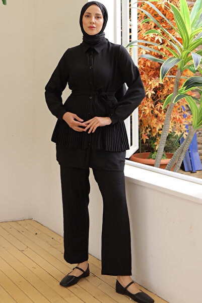 benguen 3944-es modell - fekete dupla készlet, ráncos részletekkel