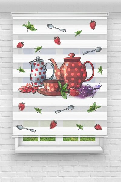 Perdecizade Perde Sistemleri ÇAY KEYFİ DİJİTAL BASKILI ZEBRA PERDE-ÇOCUK ODASI PERDESİ-ZEBRA STOR PERDE