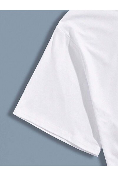 DESCARTES White Red Paris Stripe Printed Unisex Oversize T-shirt