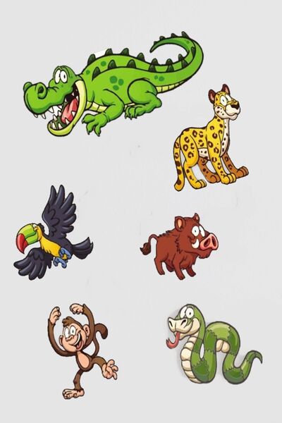 AKIN AKSESUAR HEDİYELİK Crocodile Snake Parrot Animal Themed 6 Piece Wooden W...