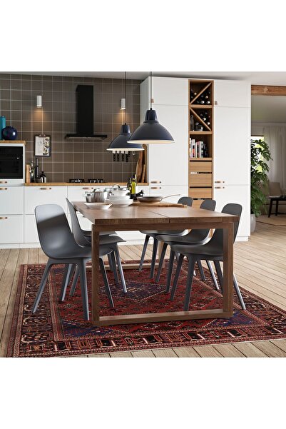 IKEA yemek masası meşe kaplama kahverengi 220x100 6-8 kişilik sevdiklerinizle...