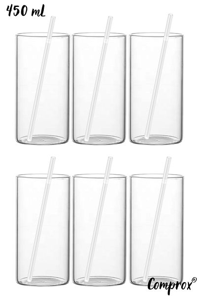 Comprox 450 ml Cocktail Glass - Simple*Plain12 Piece Soft Drink Glass Set, (6 pipettes+6 cups)