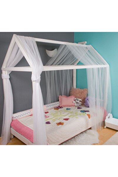 Kiddy Happy Montessori Iki Parça Beyaz Tül Cibinlik 380 Cm