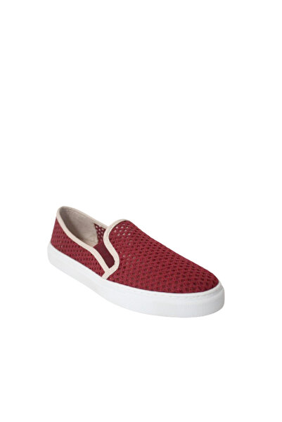 REKOR Kadın Bordo Yazlık Keten Sneaker %100 Pamuk