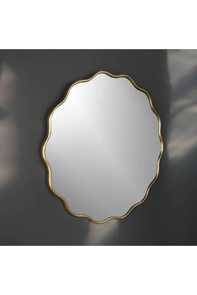 MKS Design 80x80 Dalgalı Yuvarlak Duvar Dekor Aynası / Asimetrik Ayna / Konsol Aynası / Düzensiz Ayna