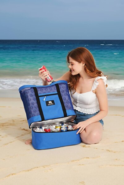 ELEPHANT ÇANTA Saks Blue Beach Bag - Με τσέπες, θερμός, μεγάλο μέγεθος, μόνωση και πολλαπλές θήκες, 51x43x17cm