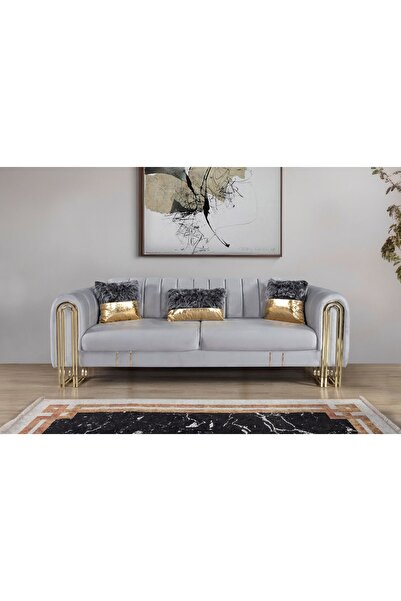 Perla Sofa VALES YATAKLI ÜÇLÜ KOLTUK AÇIK GRİ