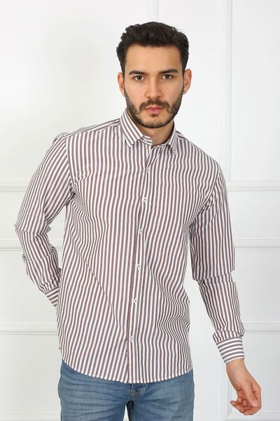 SAMSA Striped Slim Fit Easy Ironable Cotton Men's Shirt