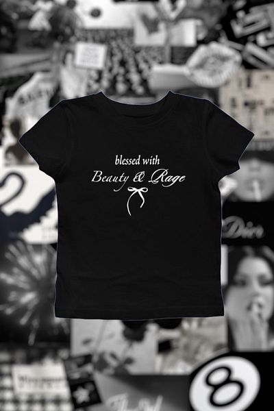 EFBUTİK Μαύρο Ευλογημένο με Beauty & Rage Crop