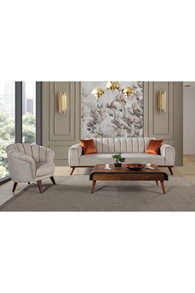 Perla Sofa Velar Yataklı Koltuk Takımı Babyface Krem