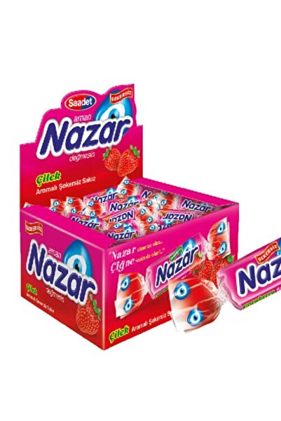SAADET Nazar Çilek Aromalı Şekersiz Sakız 100 Adetli