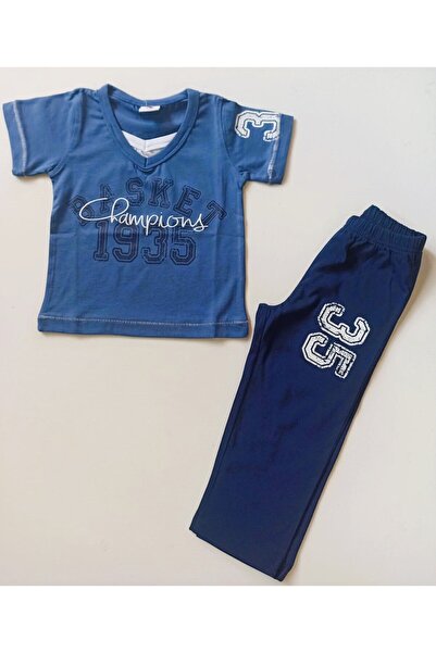 ROLY POLY 100% Cotton Single Jersey Short Sleeve T-Shirts and Long Sweats 2 Pieces Sleepwear Set for Boy