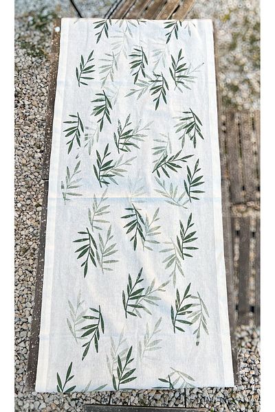 Allegorie.Co Olive Branch Hand Printed Runner