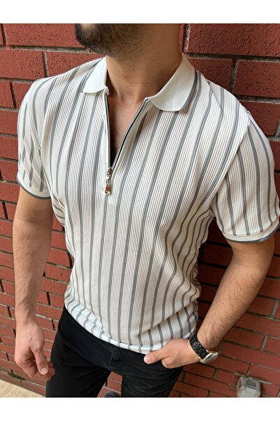 BY İMPALA MODA ΜΙΣΟ ΦΕΡΜΟΥΡΑ ΚΟΡΥΦΑΛΙΣΜΕΝΟ POLO T-SHIRT ΖΑΚΑΡ ΥΦΑΣΜΑ