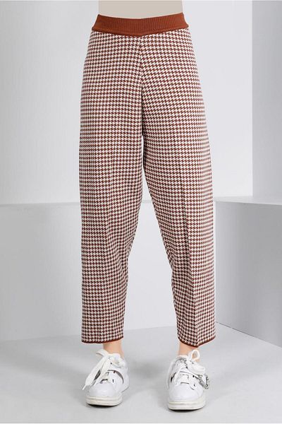 Alvina Pantaloni din tricotaj cu model Houndstooth 70433