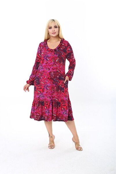 HÜLYA BUTİK POCKET DRESS WITH COLLAR AND SKIRT RUFFLE DETAIL