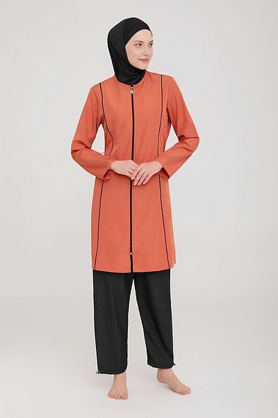 MEBA Cinnamon Plus Size Parachute Full Covered Hijab μαγιό - Μπροστινό φερμουάρ