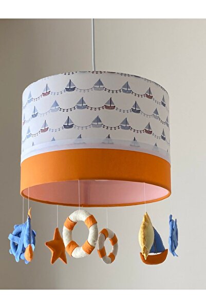 Genel Markalar Yelkenli Desen Turuncu Renk Dümen Yelken Güneş Figürlü Çocuk/b...