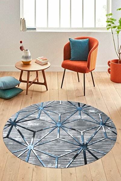 EY HOME 3D Printed Non-Slip Base Washable Modern Round Kitchen Living Room Ca...