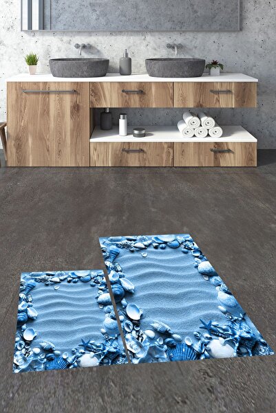 EY HOME Set de covorașe de baie 3D digital cu imprimeu lavabil, anti-alunecar...