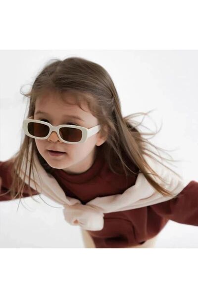 Jolly Kids Uv 400 Protected Rectangular Sunglasses Girls Boys Children Trend 2025 Boxed 2-9 Years-Old-White