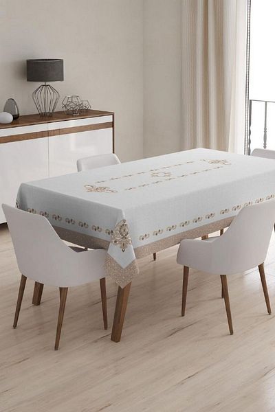 Çt Çeyizci Tekstil Față de masă unică rezistentă la pete 120x150cm imprimată digital și cu model