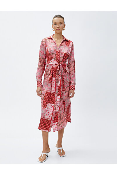 Koton Μίντι πουκάμισο φόρεμα με λεπτομέρεια ζώνης