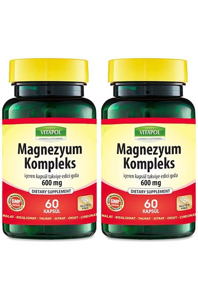 Vitapol 2x60 Capsules Magnesium Complex - Malat, Bisglisinate, Taurat, Citrate, Oxide L-Tre