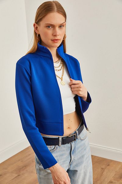 Olalook Saks Blue Scuba Women's Jacket - Zippered, CKT-19000362