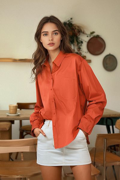 Trendyol Collection Płytka z pojedynczą kieszenią Boyfriend/Szeroka bawełniana tkana koszula TWOAW20GO0115