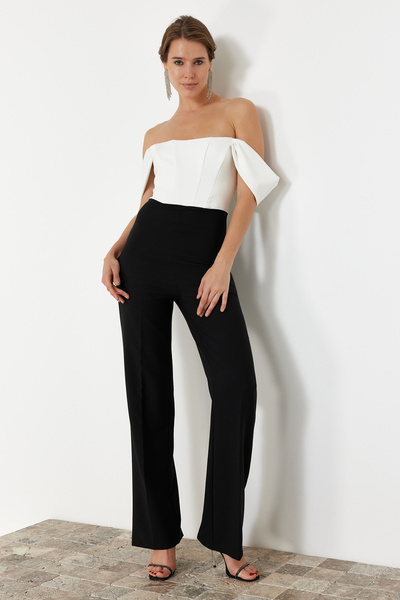 Trendyol Collection Black-White Underwire Woven Jumpsuit TPRSS22TU0070