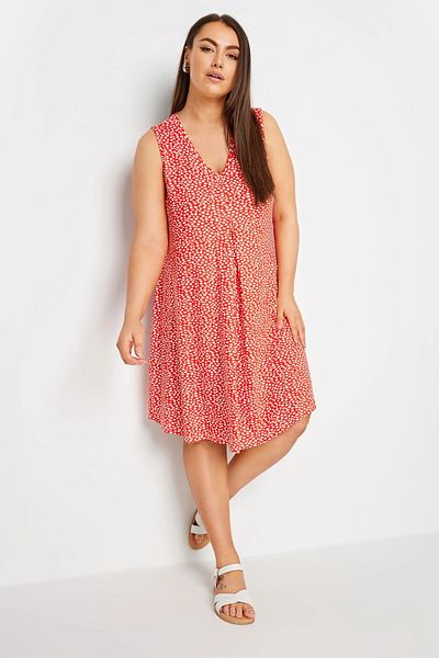 Stil Diva Plus Size V Neck Zero Sleeve Print Short Dress303112