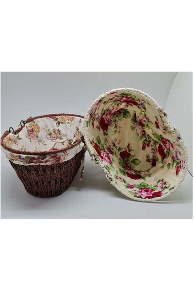 MCEM STORE Royaleks Fabric Wicker Bread Basket - Oval Design with Handle-MTR-2003-51