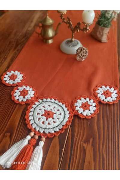 GUHEF مفرش طاولة عداء من قماش الكتان المحبوك باللون البرتقالي مقاس 40x100 سم