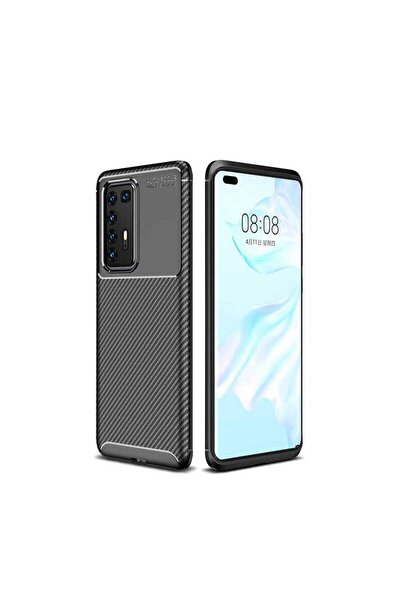 halkhouse Huawei P40 Pro Kılıf Negro Silikon Karbon İz Yapmaz Kapak