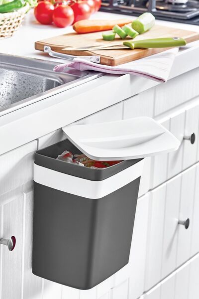 Doreline Cabinet Lid 4 Lt Hanging Trash Can Gray, Lid Trash Can