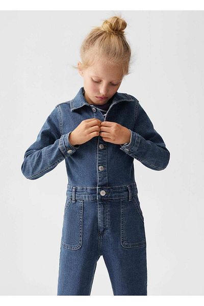 MANGO Kids Jumpsuit Albastru Pentru Copii