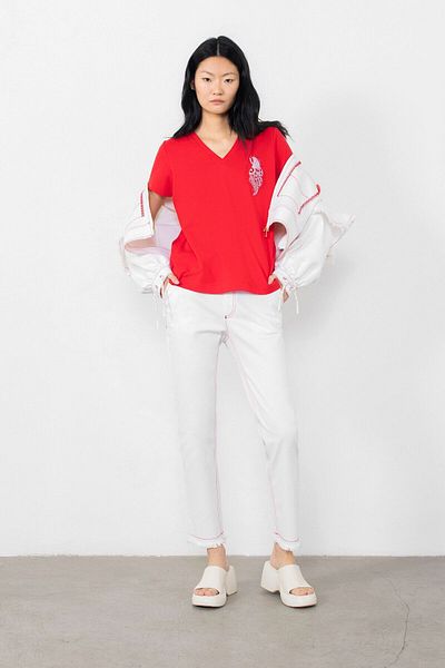 GİZİA Red Stitching Detailed Jean Trousers