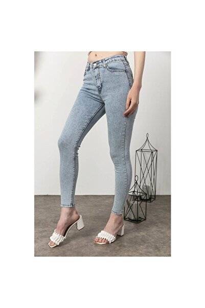 Lixera ميليسا بنطال جينز ضيق من الليكرا عالي الخصر مغسول بالثلج (موزع)