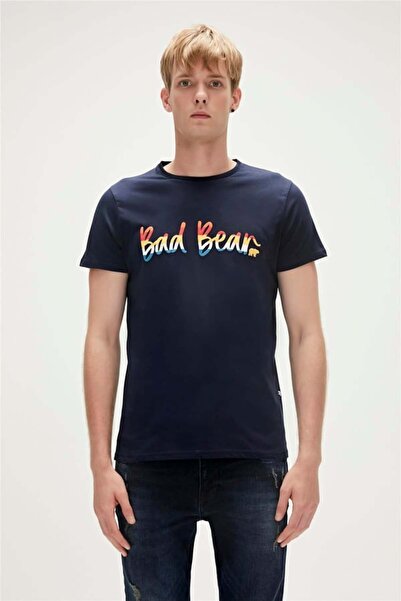 Bad Bear Manuscrıpt Men's T-Shirt 23.01.07.008 Navy