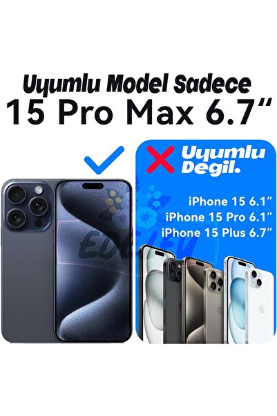 EDELFU Iphone 15 Pro Max Natürel Sararmaz Mika Kapak Aksiyon Butonu Kapalı Kamera Çerçevesi Metal