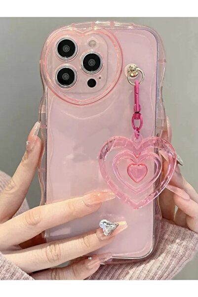 EDELFU غطاء سيليكون بتصميم متعرج باللون الوردي لهاتف iPhone 14 Pro Max أكثر أ...