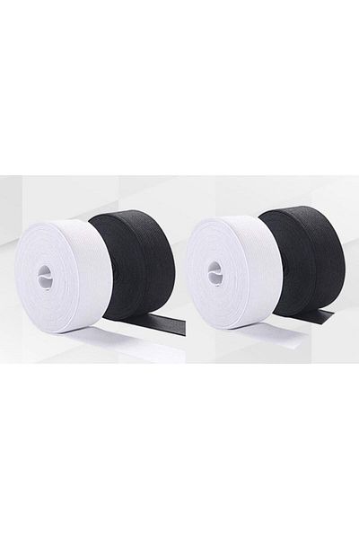 Final Düğme 25 Meters Wide Rubber Latex Product - Black Waist Leg Flat Elastic Band - Frost Rubber 2.5 Cm
