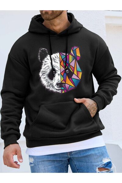 LAND MODA Hanorac cu glugă cu imprimeu panda