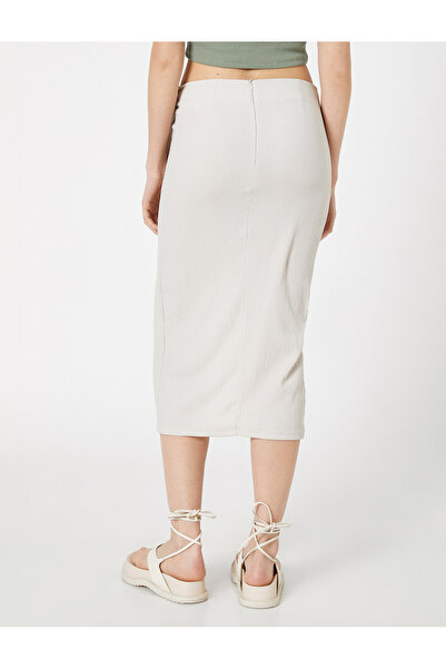 Koton Midi Skirt with Slit and Tie Waist Wrap