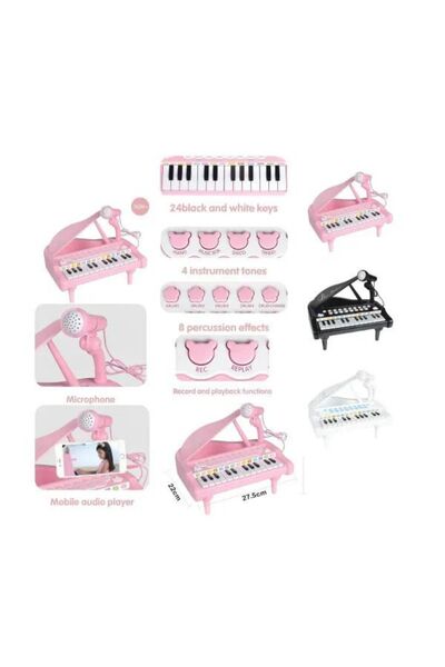 welcomein Oyuncak Mp3 Çalar Özellikli 24 Tuşlu Mikrofonlu Mini Piyano